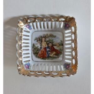 Vintage Porcelain Pierced Trinket Dish KBN “Best China” Gilt Decor